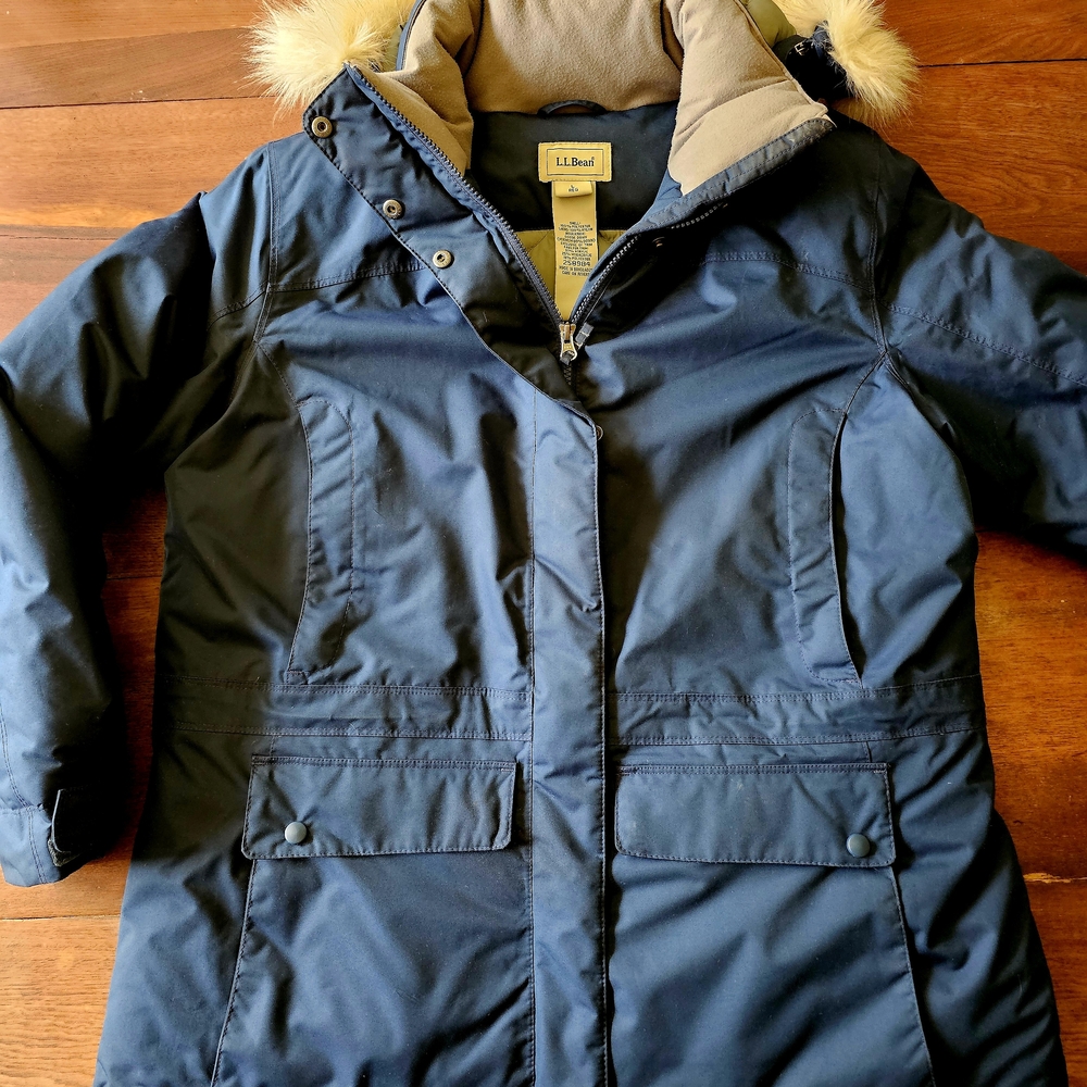 L.L.Bean Baxter State Goose Down Parka with Faux Fur Hood, Womens L